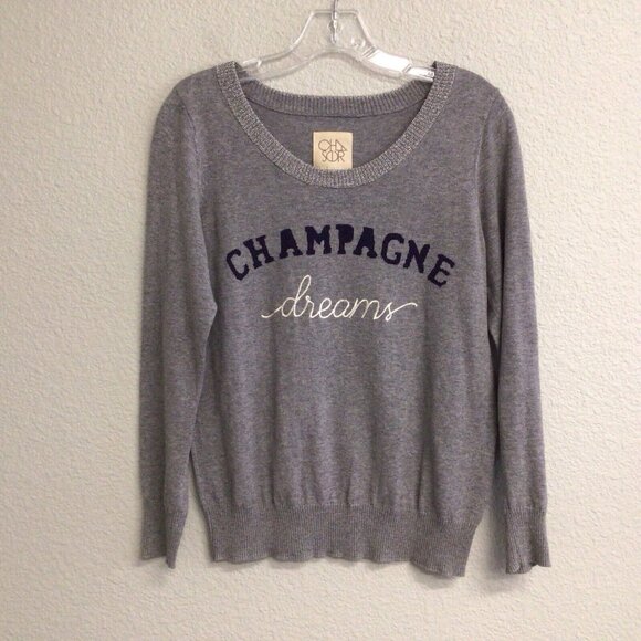Chaser Champagne Dreams Sweater Gray Women’s Size Small Cashmere Blend - Picture 9 of 10